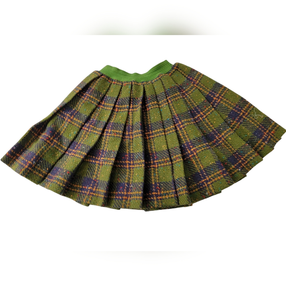 Handmade Vintage Plaid Green Skirt - Picture 1 of 3